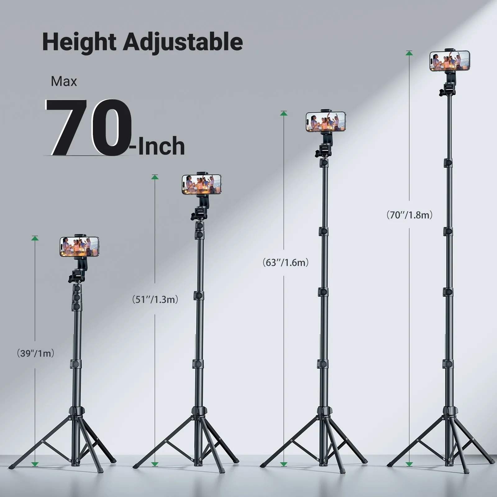 15609 Cell Phone Selfie Stick Tripod | 1.7m | With Bluetooth Remote