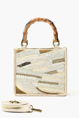 AB23835 Winter White Beaded Bag