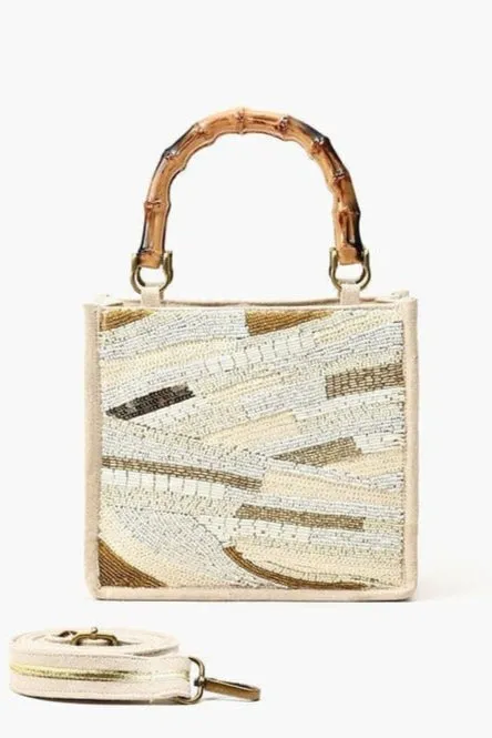 AB23835 Winter White Beaded Bag