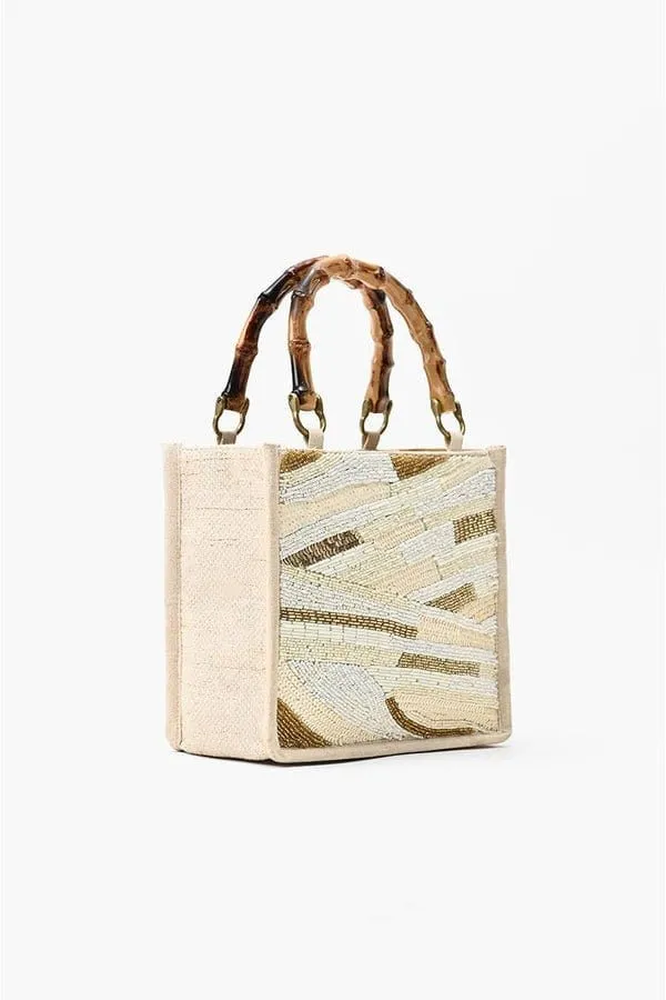 AB23835 Winter White Beaded Bag