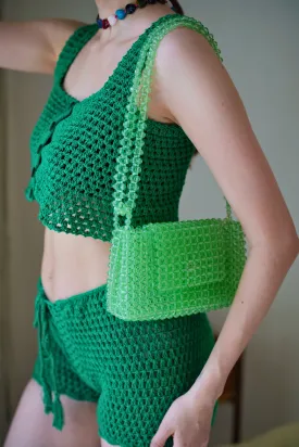 Addison Beaded Crossbody Clutch in Jelly Green
