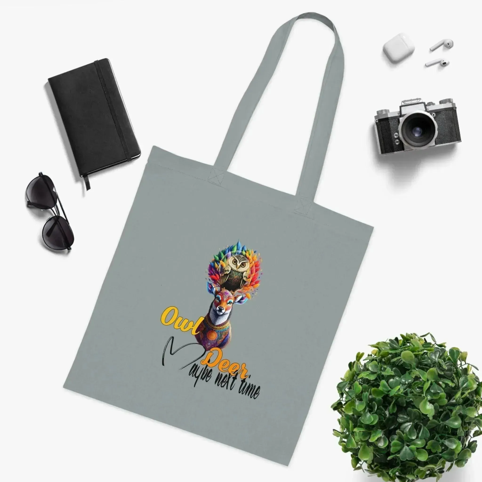 Aesthetic Colorful Owl Deer Cotton Tote
