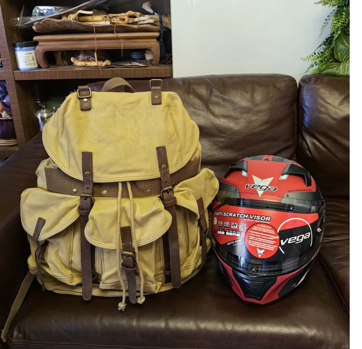 Army Green Canvas Travel Backpack for Men Canvas EDC Backpack Mens Canvas Hiking Backpack