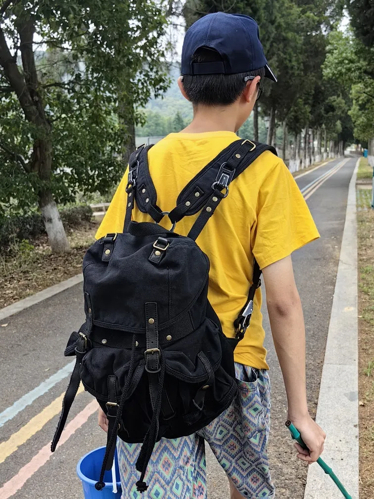 Army Green Canvas Travel Backpack for Men Canvas EDC Backpack Mens Canvas Hiking Backpack