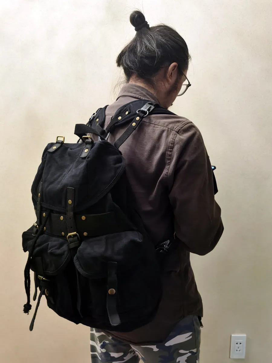 Army Green Canvas Travel Backpack for Men Canvas EDC Backpack Mens Canvas Hiking Backpack