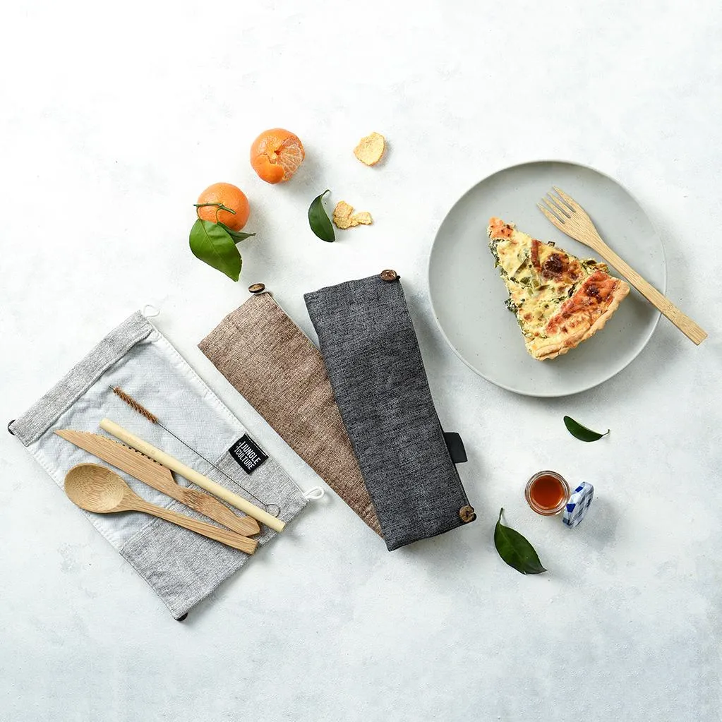 Bamboo Cutlery Set in Dark Grey
