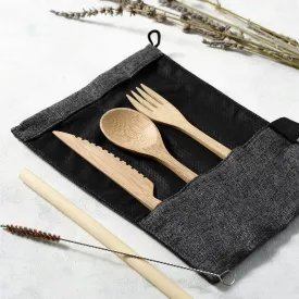 Bamboo Cutlery Set in Dark Grey