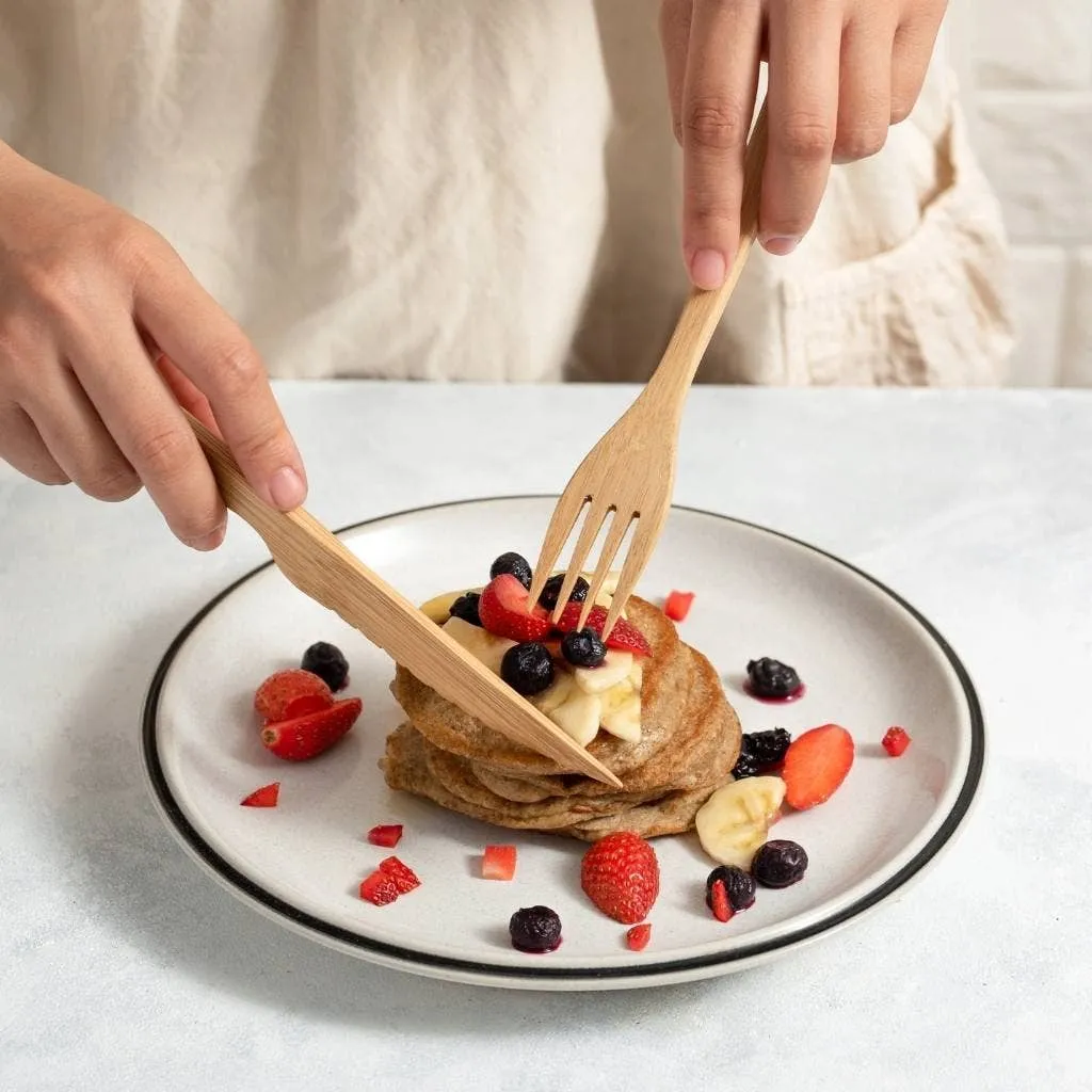 Bamboo Cutlery Set in Dark Grey