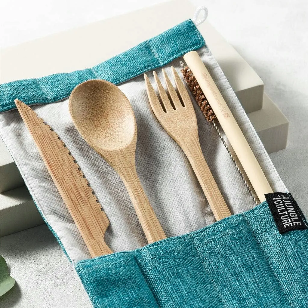 Bamboo Cutlery Set in Marine