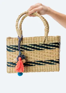 Barbados Striped Straw Tote