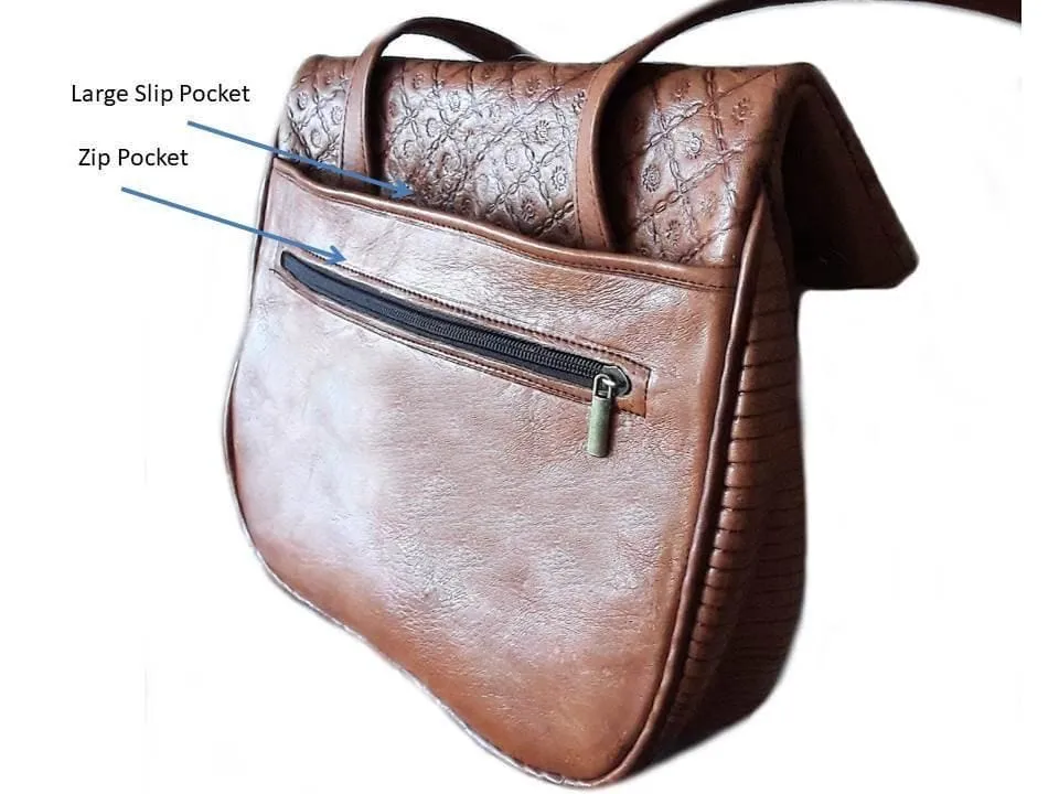 Berber Girl Leather Bag - Médaillon - Brown Caramel