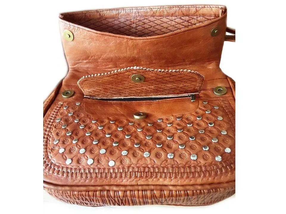 Berber Girl Leather Bag - Médaillon - Brown Caramel