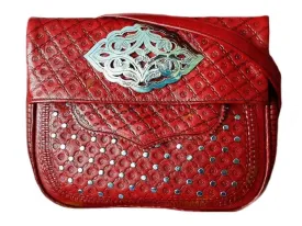 Berber Girl Leather Bag - Médaillon - Red