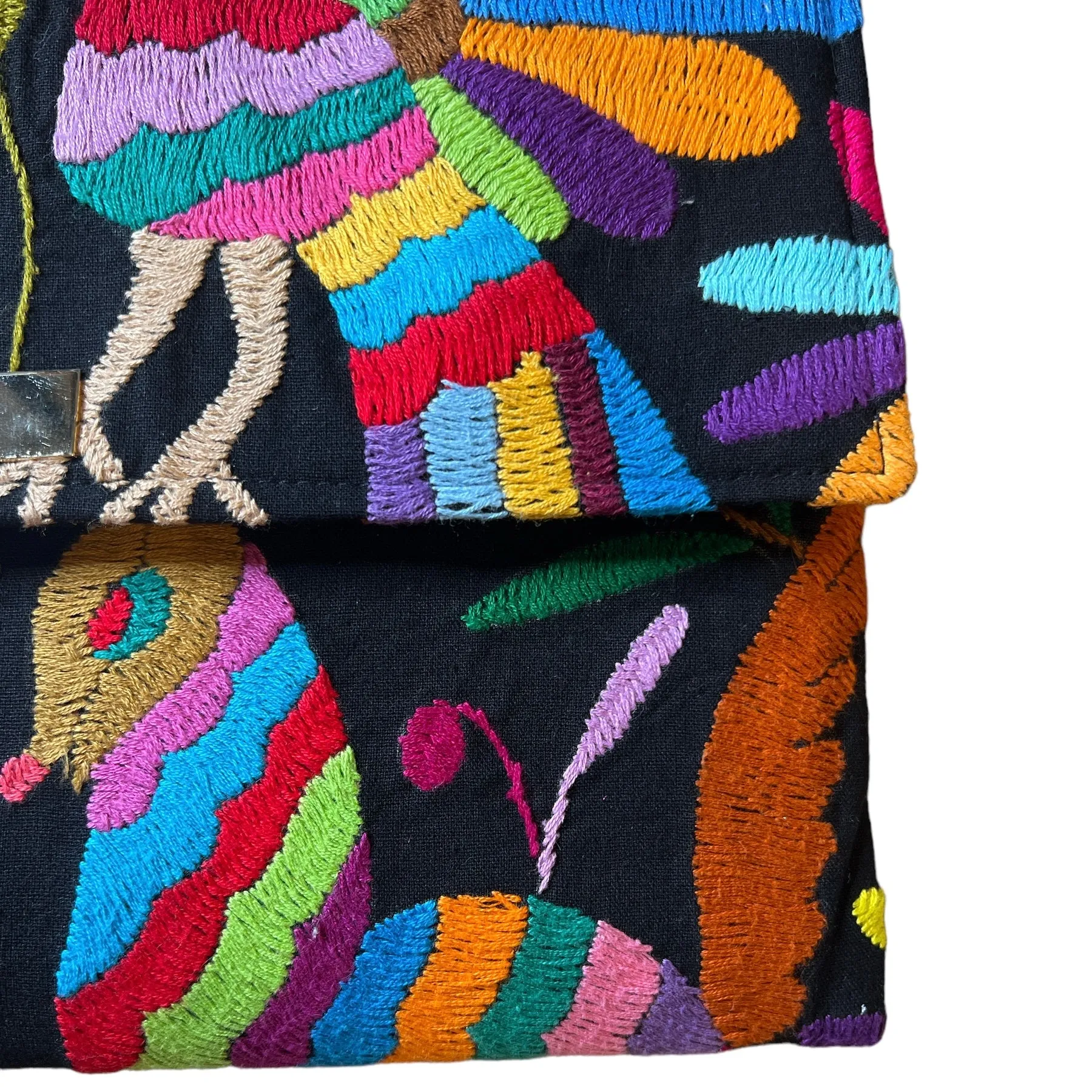 Black/Multi Otomi Clutch (Birds)