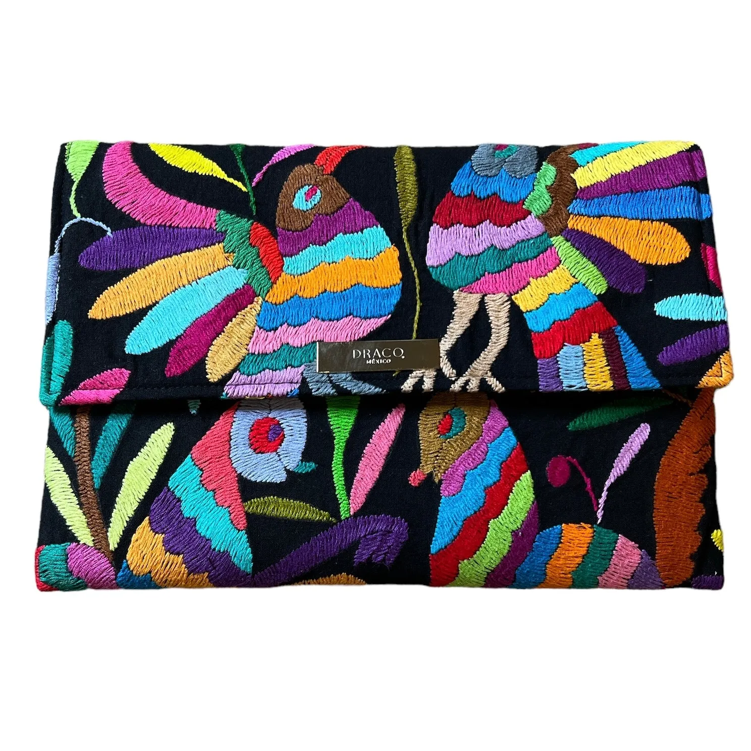 Black/Multi Otomi Clutch (Birds)