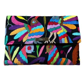 Black/Multi Otomi Clutch (Birds)