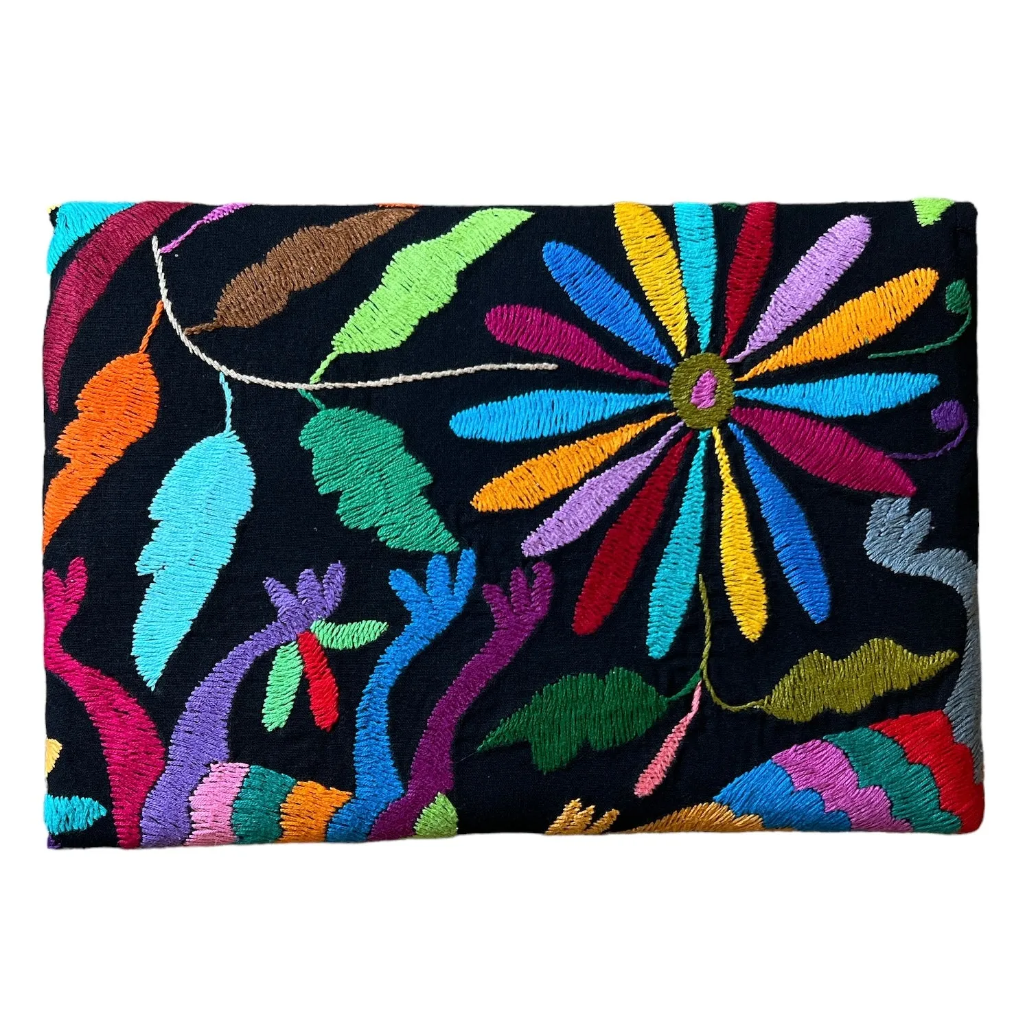 Black/Multi Otomi Clutch (Birds)