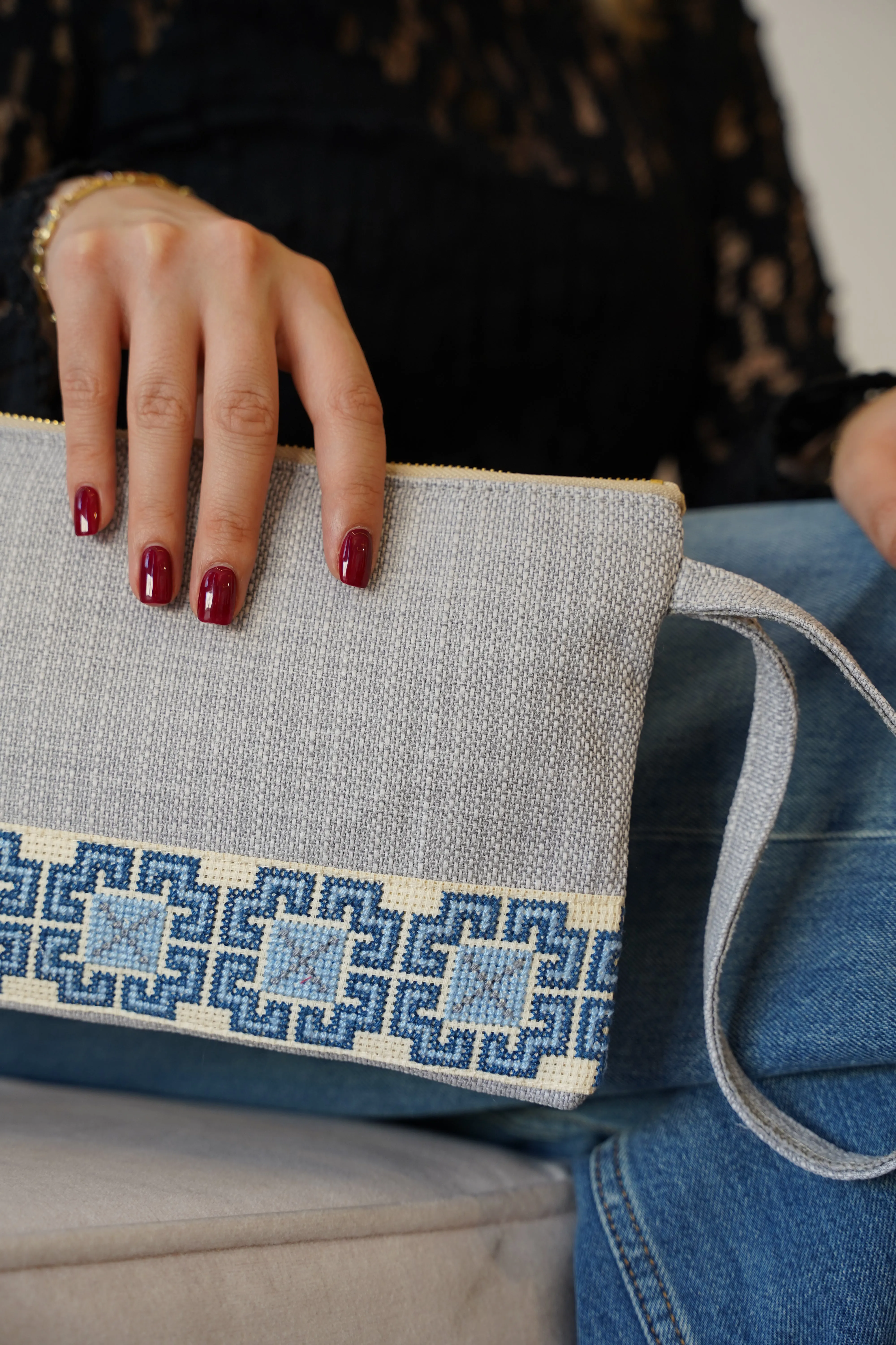 Blue Tatreez Pouch