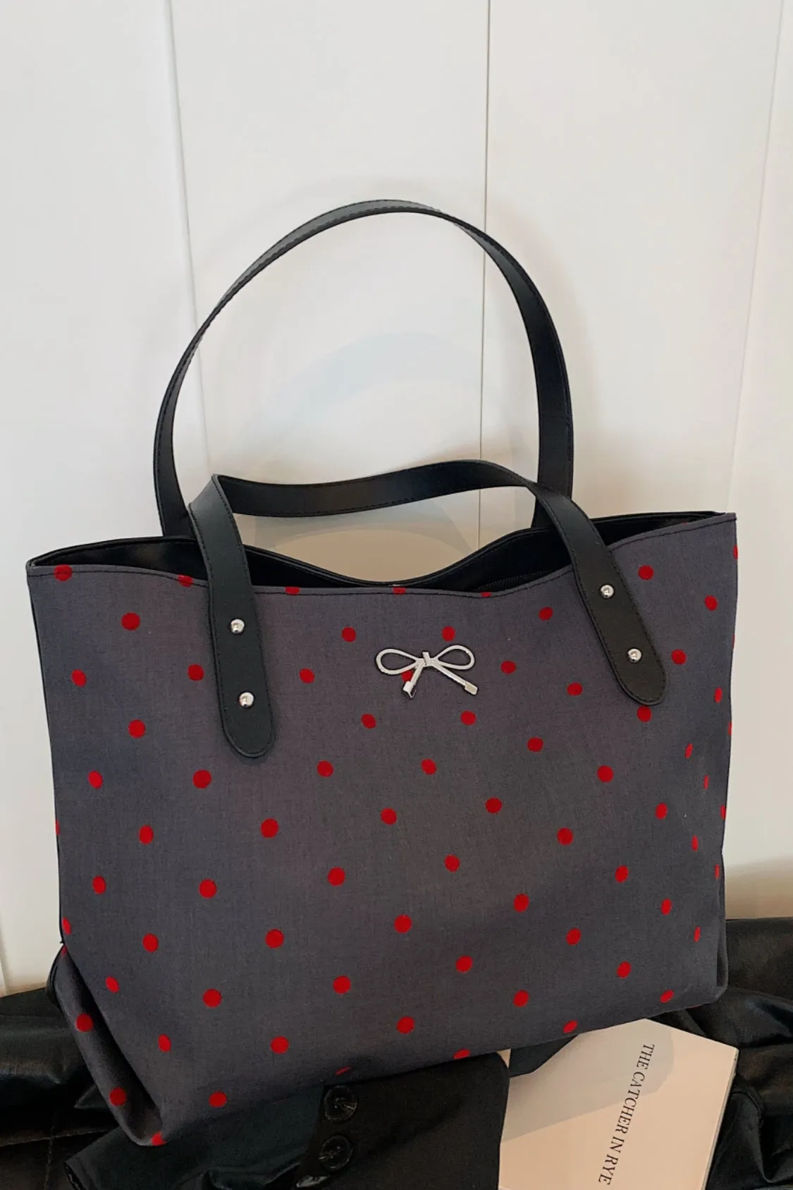 Bow Polka Dot Tote Bag