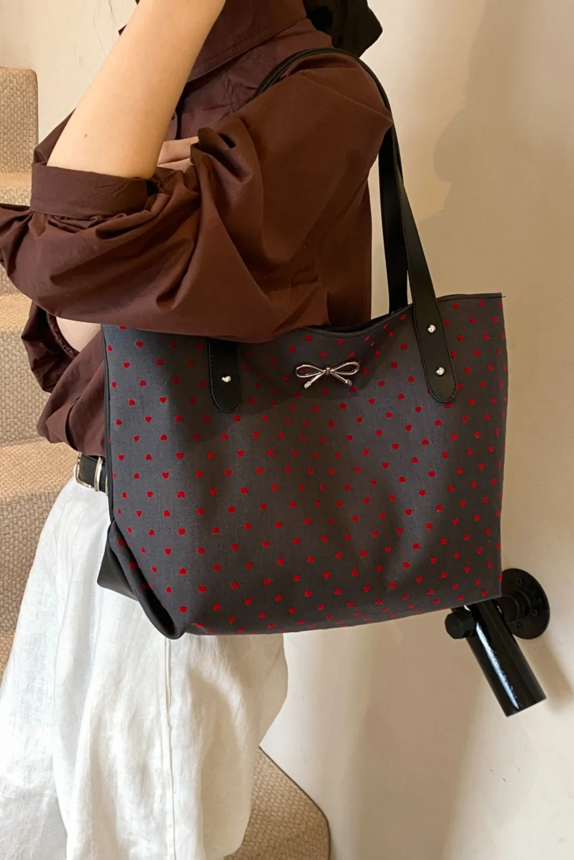 Bow Polka Dot Tote Bag