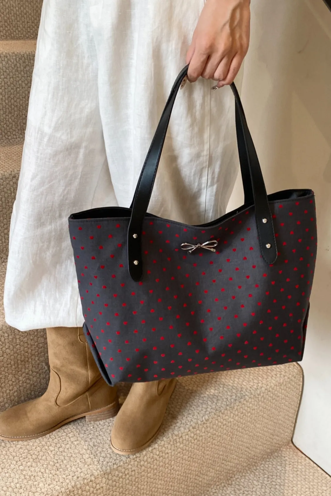 Bow Polka Dot Tote Bag