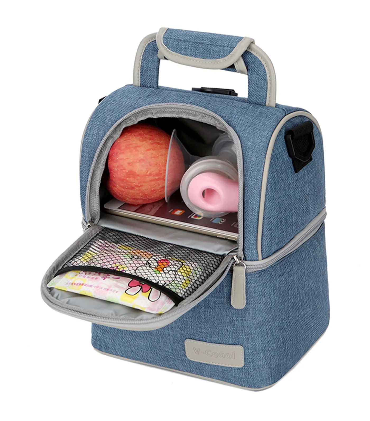 Breast Pump Insulated Cooler Backpack - Denim Blue