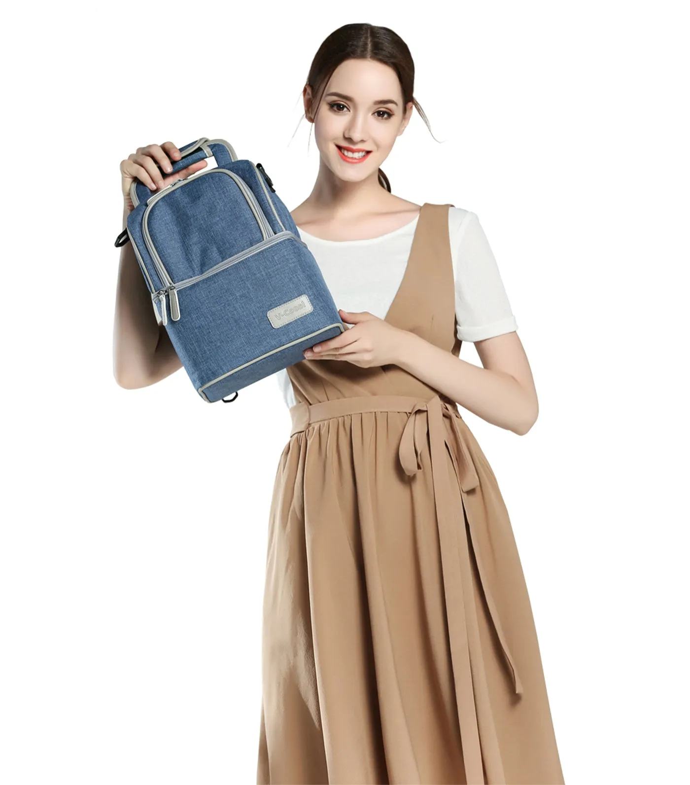 Breast Pump Insulated Cooler Backpack - Denim Blue