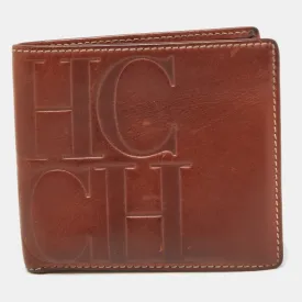 Brown Monogram Embossed Leather Bifold Wallet