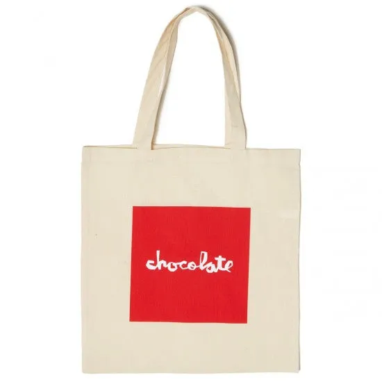 Chocolate Red Square Tote Bag Natural
