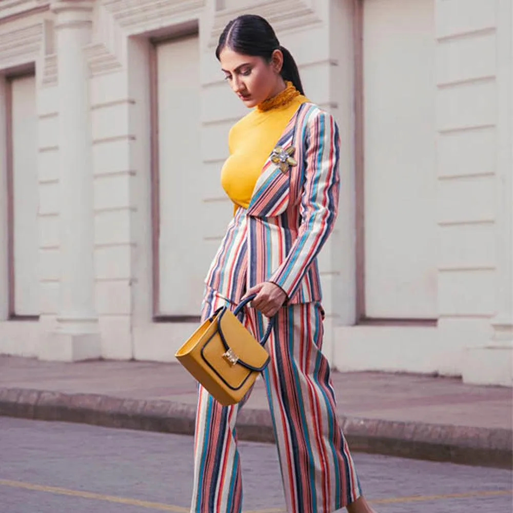 Classic Yellow Blue Handbag Perfect For Women & Girls