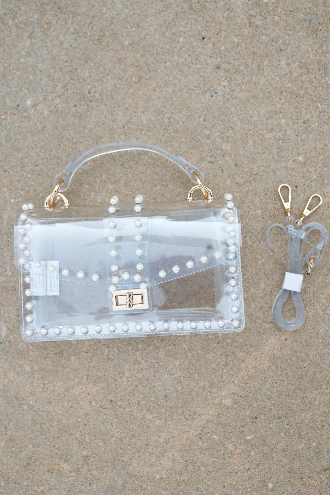 Clear Stadium Crossbody Bag - Pearl