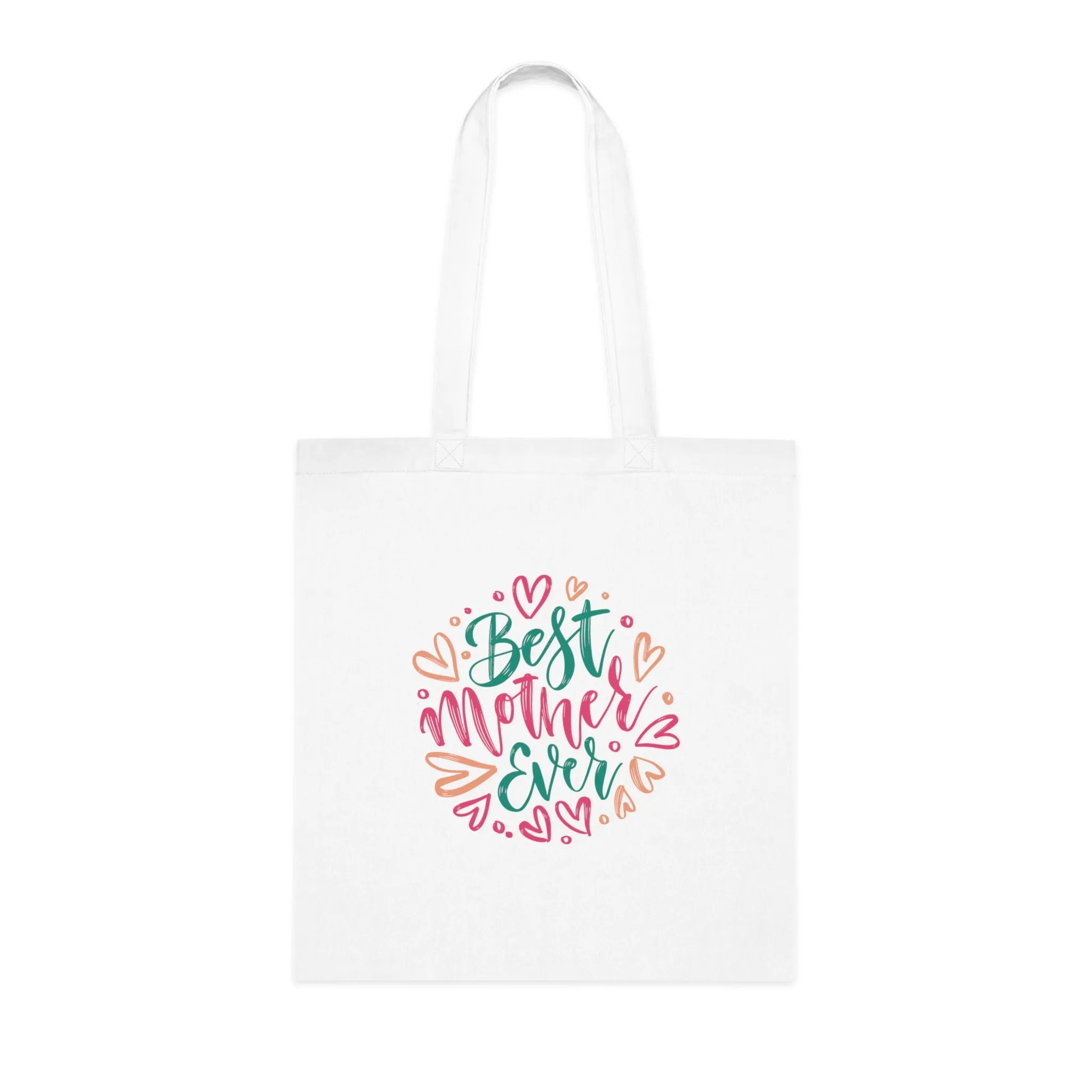 Colorful- Best Mom Ever Lettering: Printed Canvas Tote Bag