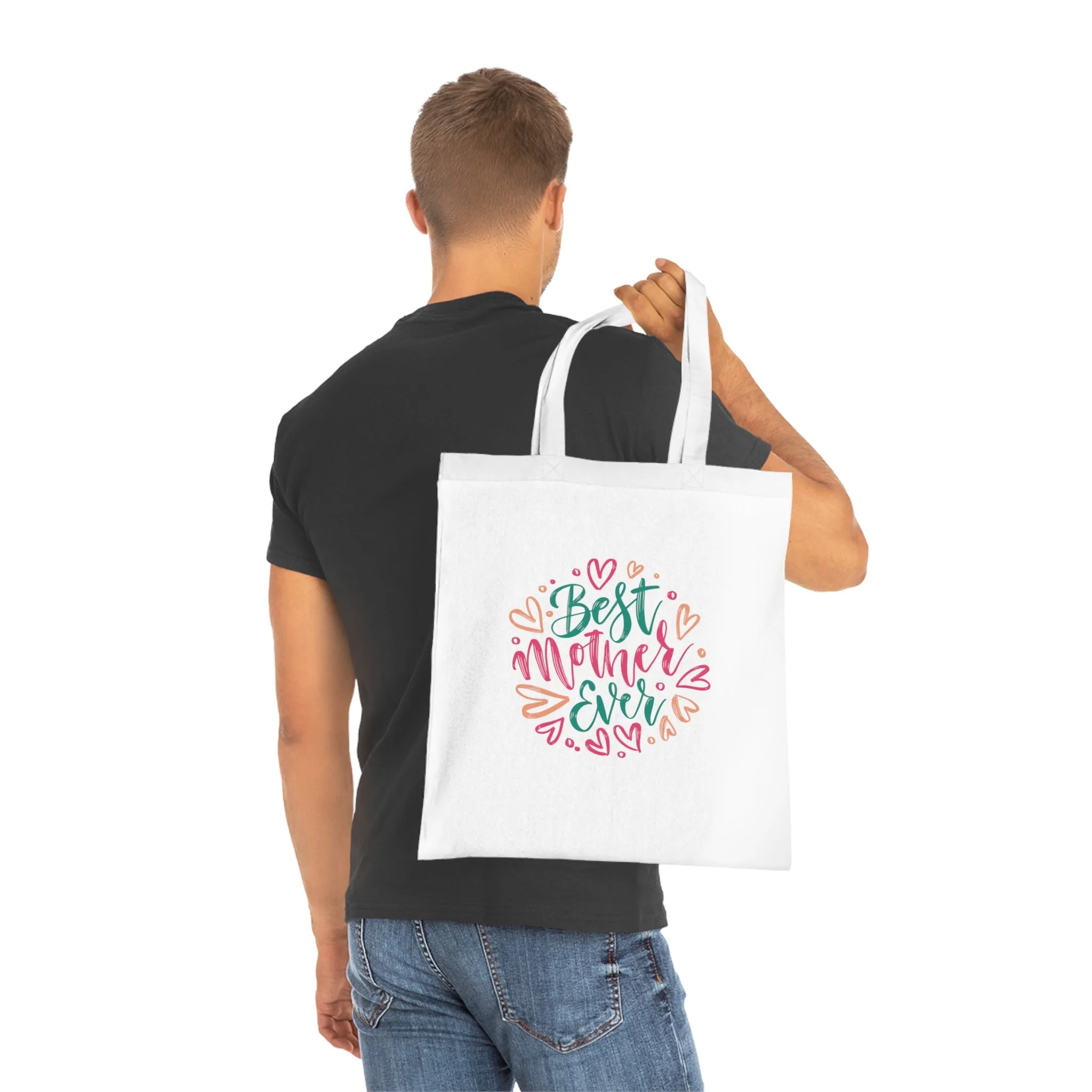 Colorful- Best Mom Ever Lettering: Printed Canvas Tote Bag