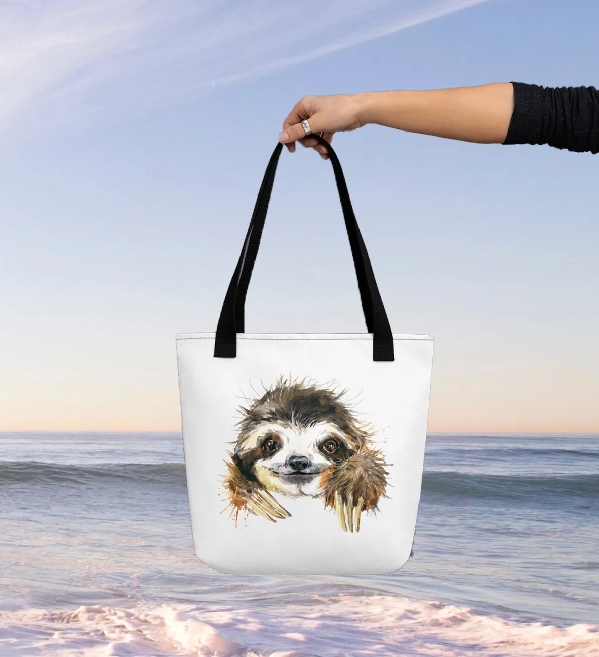 Curious sloth tote bag - perfect for the beach