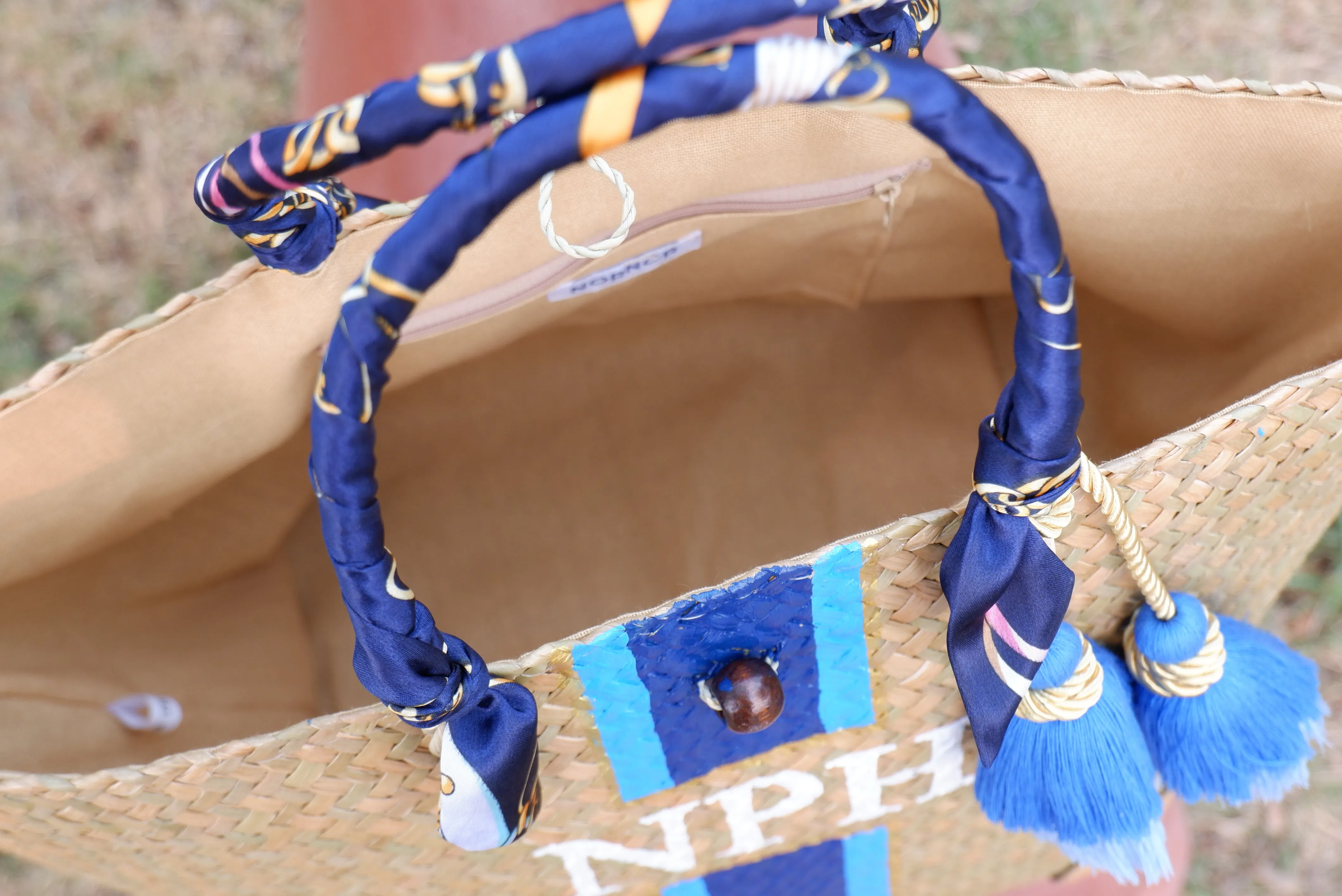 Customizable monogram straw bag