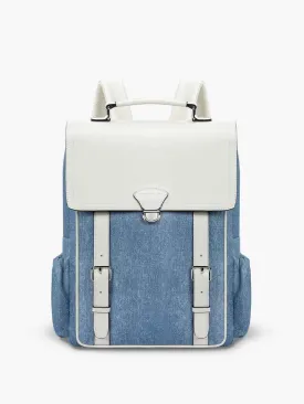 Denim-Inspired PU Fabric 15.6-Inch Backpack