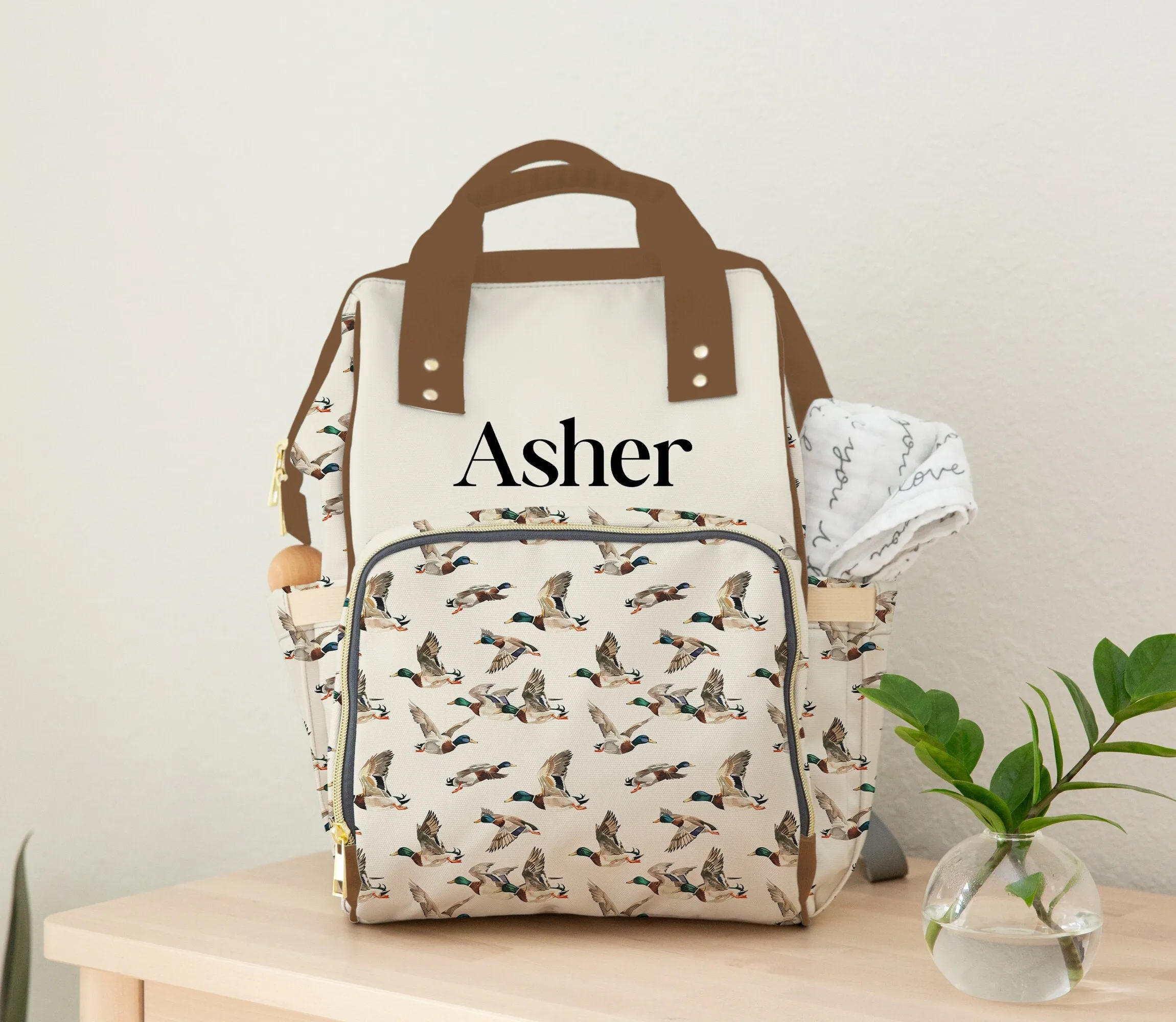 DIAPER BAG BACKPACK - MALLARD DUCKS