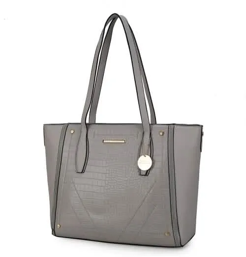 Elegant Crocodile-Embossed Handbag