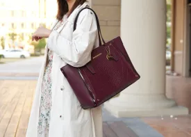 Elegant Crocodile-Embossed Handbag