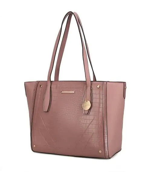 Elegant Crocodile-Embossed Handbag