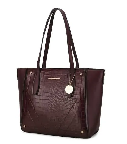 Elegant Crocodile-Embossed Handbag