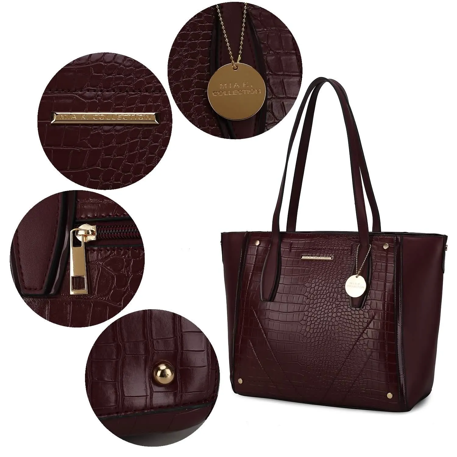 Elegant Crocodile-Embossed Handbag