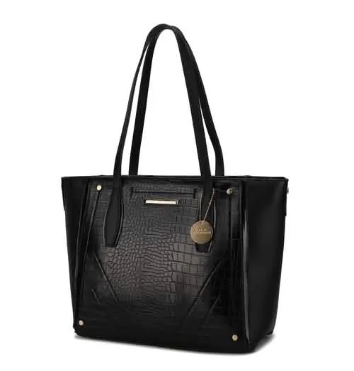 Elegant Crocodile-Embossed Handbag