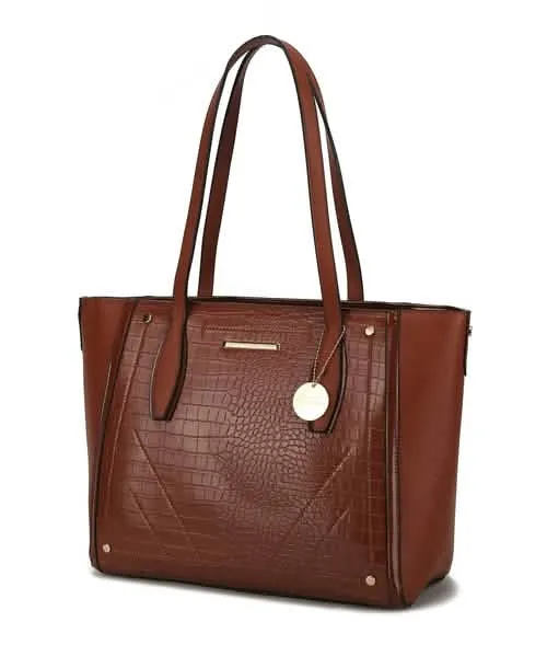 Elegant Crocodile-Embossed Handbag