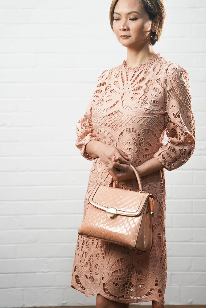 Embossed faux leather handbag | CAMELIA BAG
