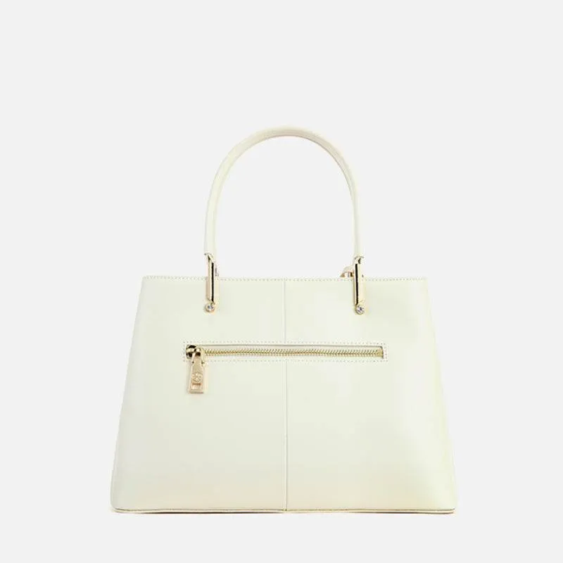 Embroidery Leather Magnolia Tote Bag Elegant Women Handbag with Scarf