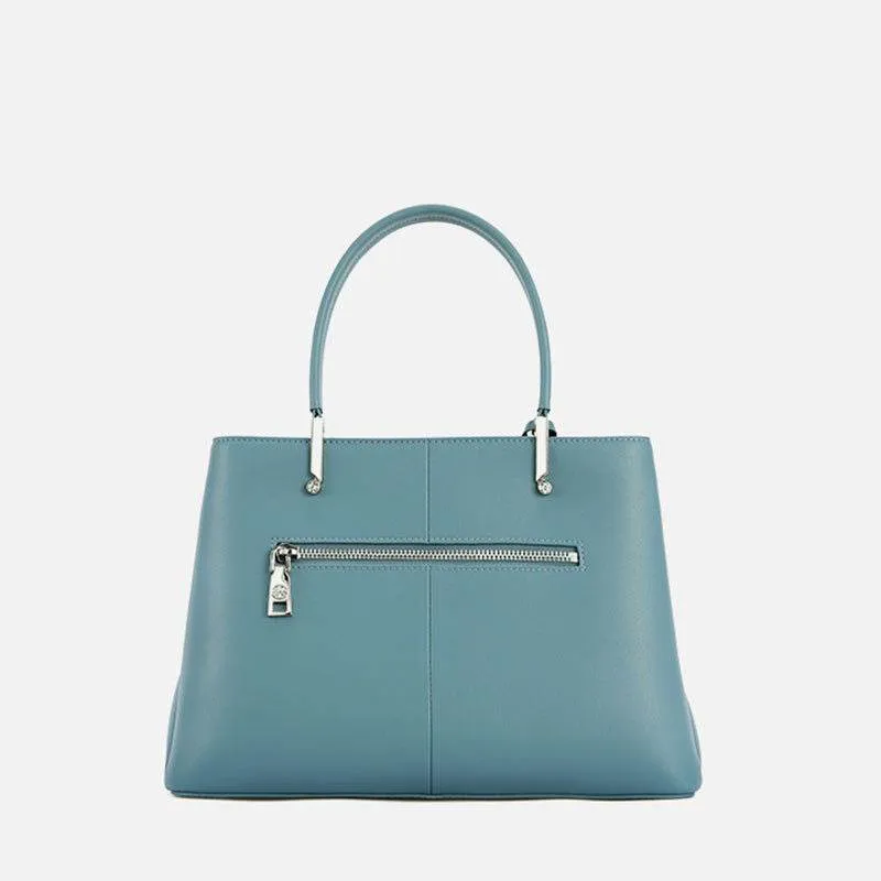 Embroidery Leather Magnolia Tote Bag Elegant Women Handbag with Scarf