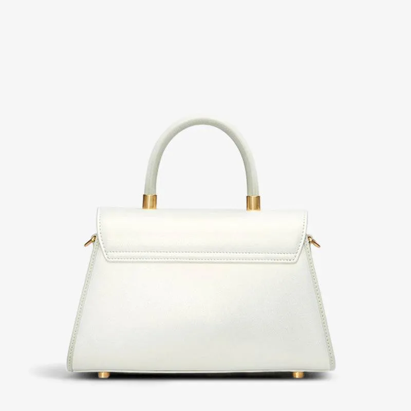 Embroidery Leather White Crossbody Bag Hibiscus Women Handbag
