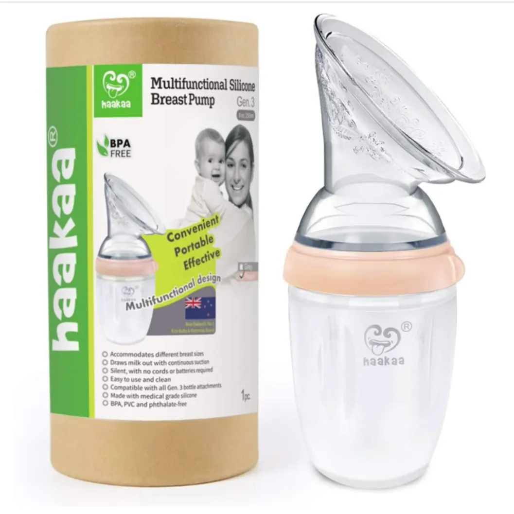 Generation 3 Silicone Breast Pump - Peach  9oz by Haakaa