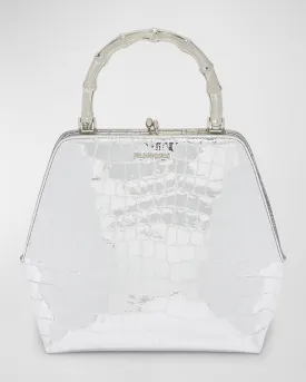 Goji Small Metallic Croc-Embossed Top-Handle Bag